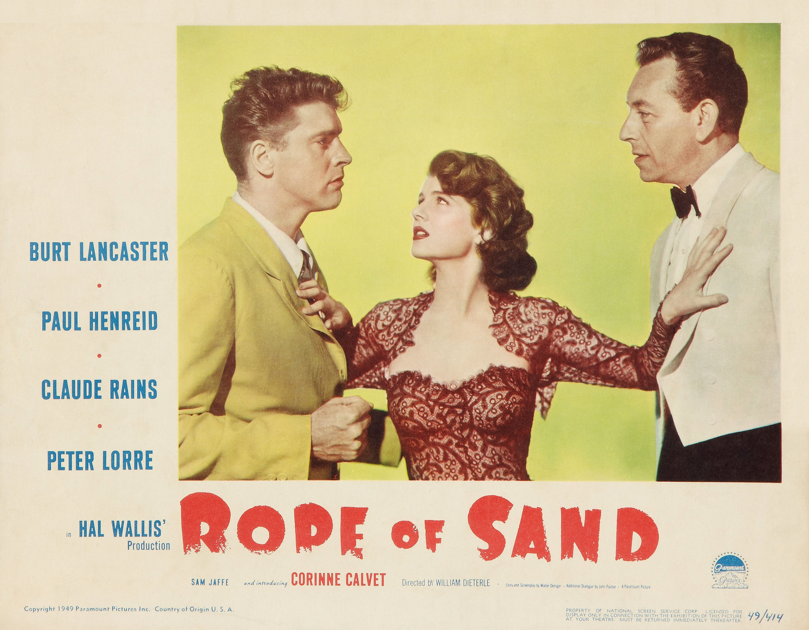 La corde de sable  1949 drive in movie channel